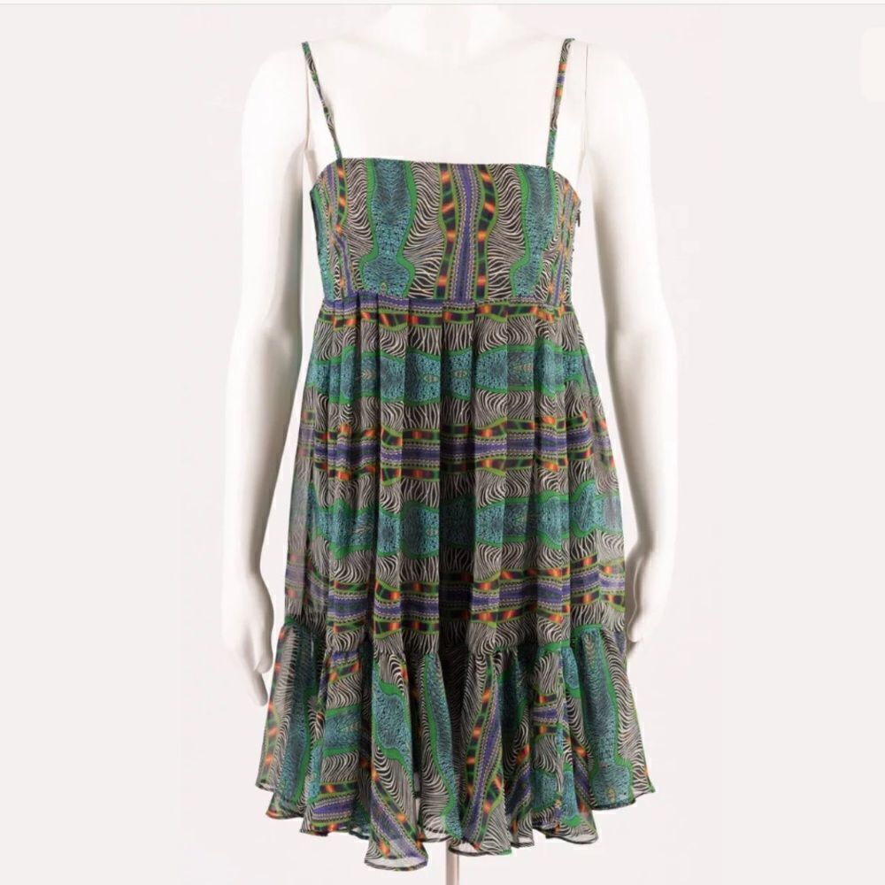 BB Dakota Dress SZ S Tiered Spaghetti Strap Sheer